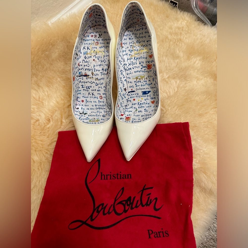 Christian Louboutin White Patent Hot Chick Heels